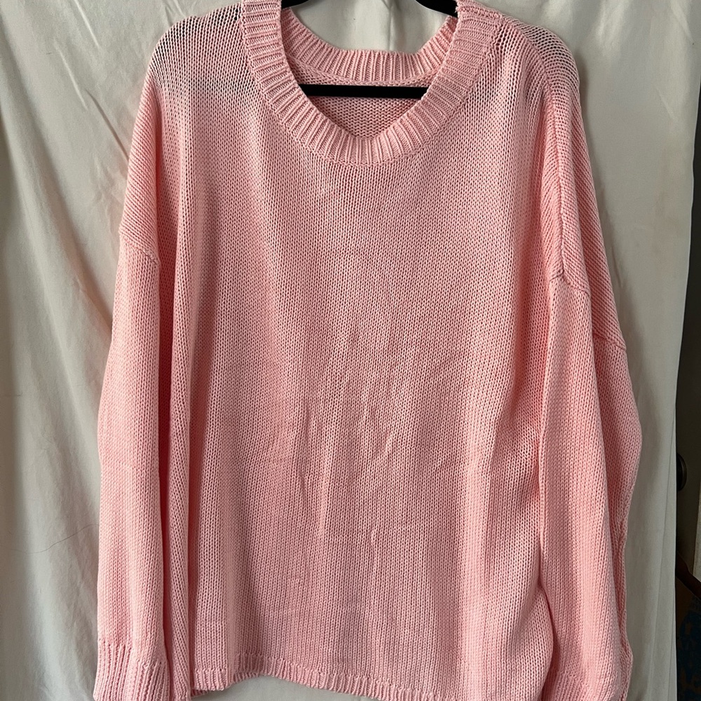 Pink V-Neck Women's Sweater